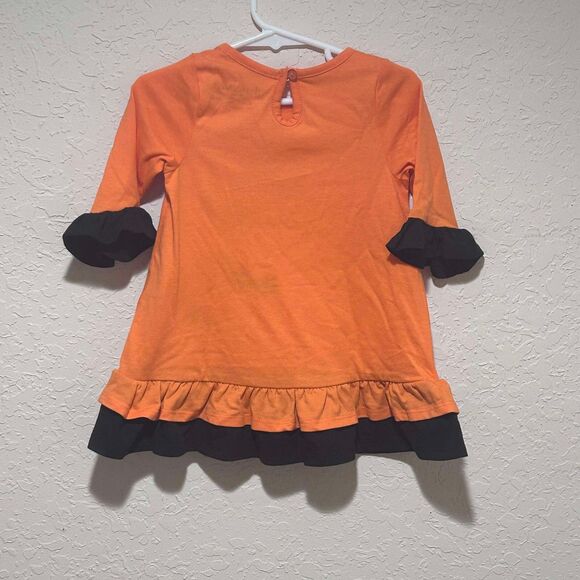 Dot & Zazz Girls Halloween Dress Glitter Bats Orange & Black Ruffle 18-24 Months - Picture 4 of 7